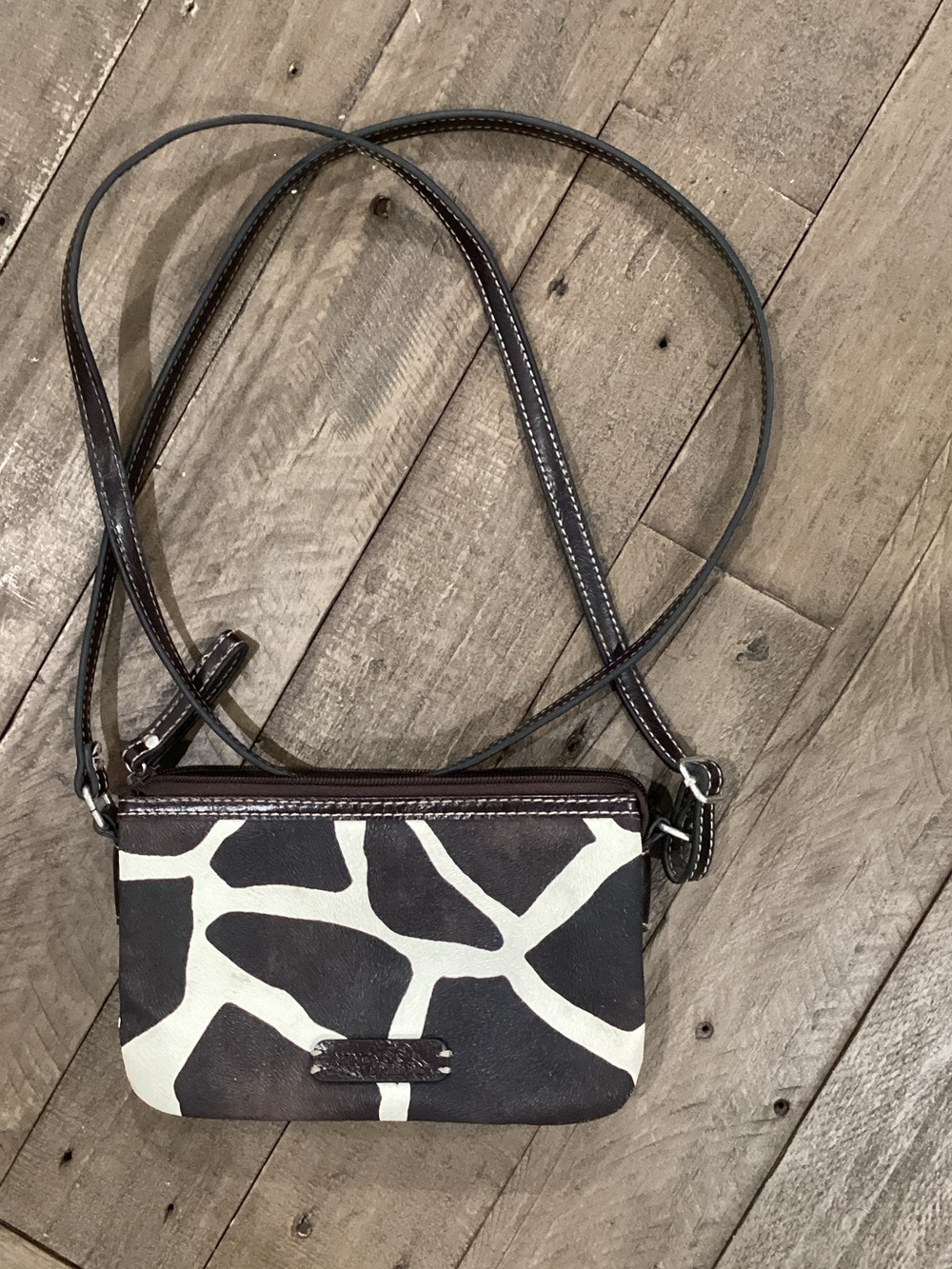 Nine West Brown and Cream Giraffe-Print Crossbody Purse